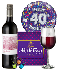 40th Birthday Wine Gift - Red Wine ...