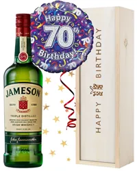 70th Birthday Irish Whiskey and Balloon Gift