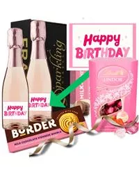 Mini Prosecco Rose Gift Set - 2 x Happy Birthday Labels